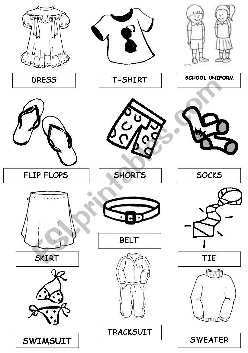 shoes and clothes pictionary - ESL worksheet by Adriro824