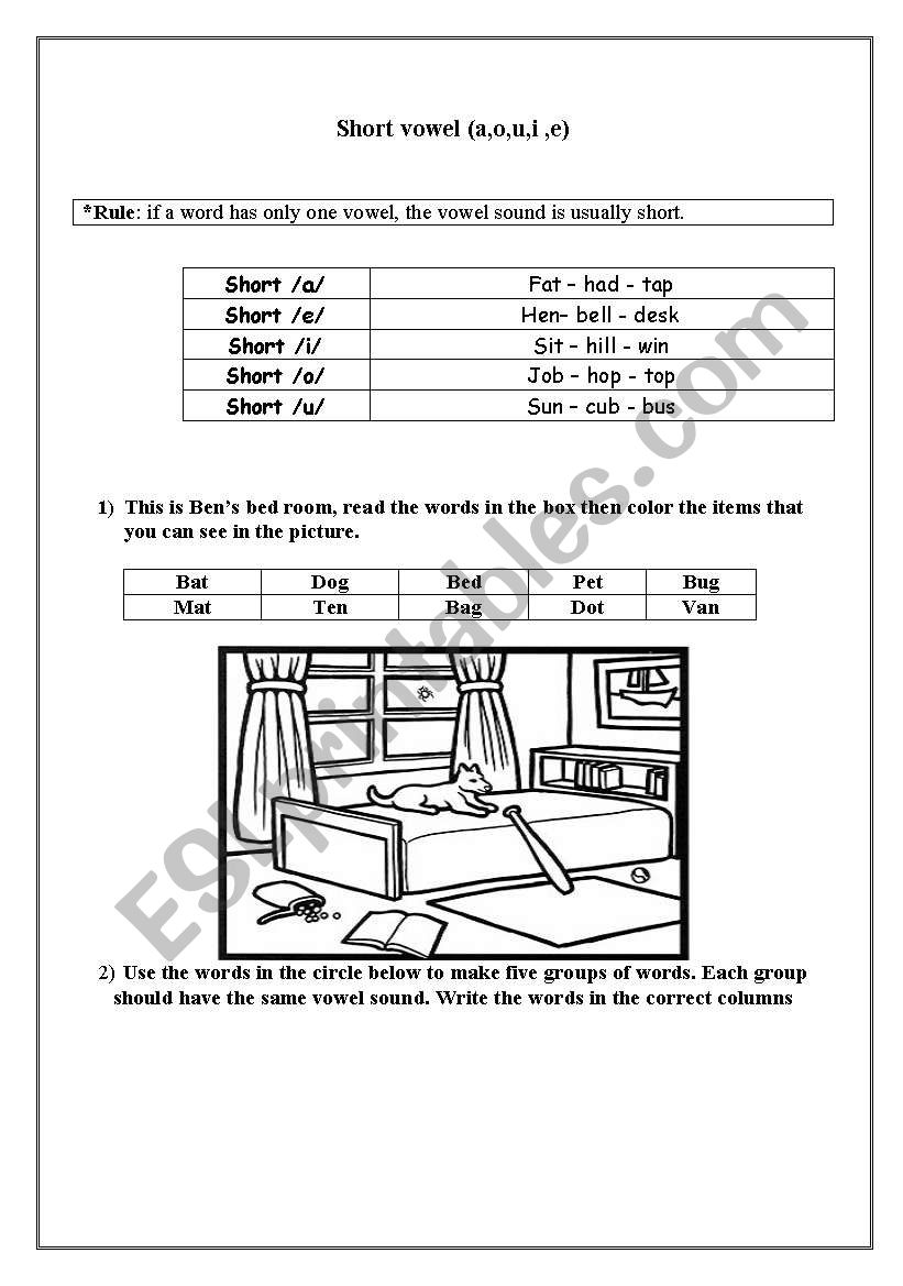 short vowels - ESL worksheet by sashahakouz