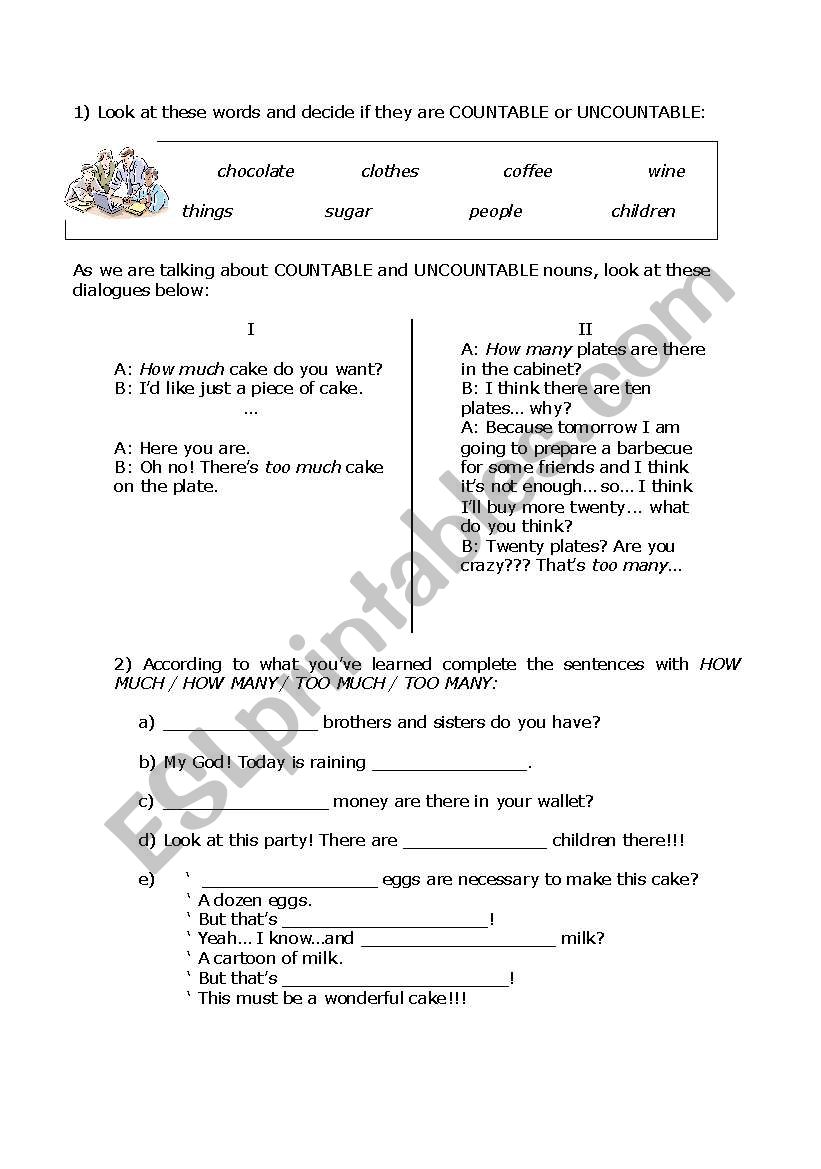 How much/How many worksheet