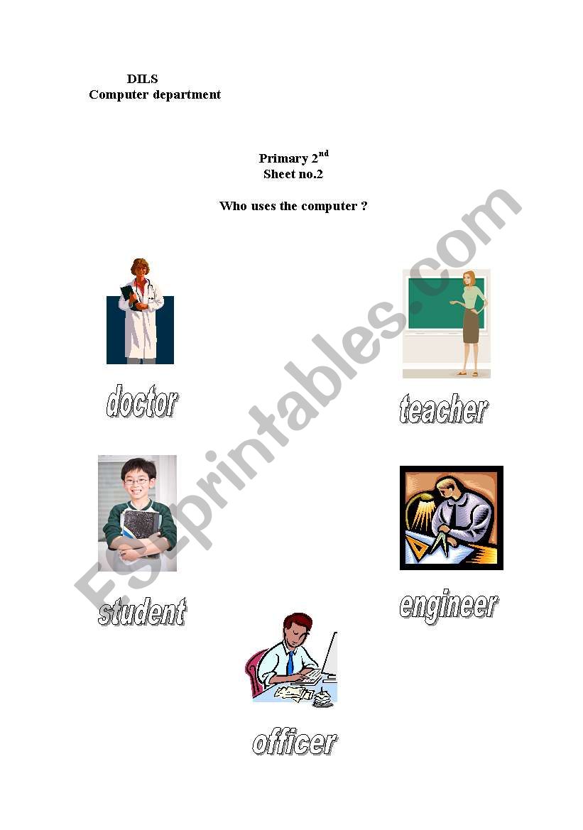 who uses the computer ? worksheet