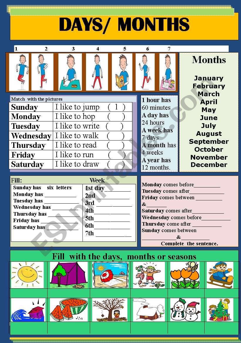 Printable Days Of The Month