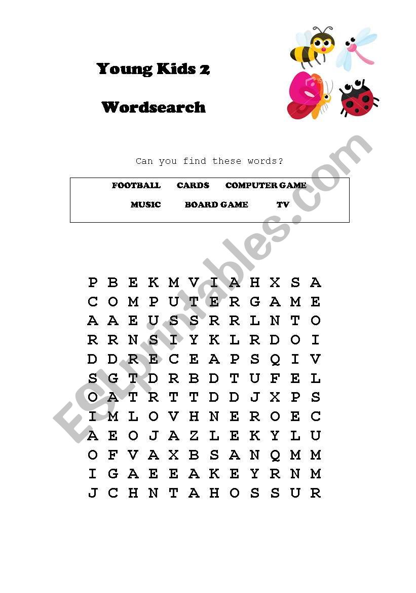 Wordsearch objects worksheet