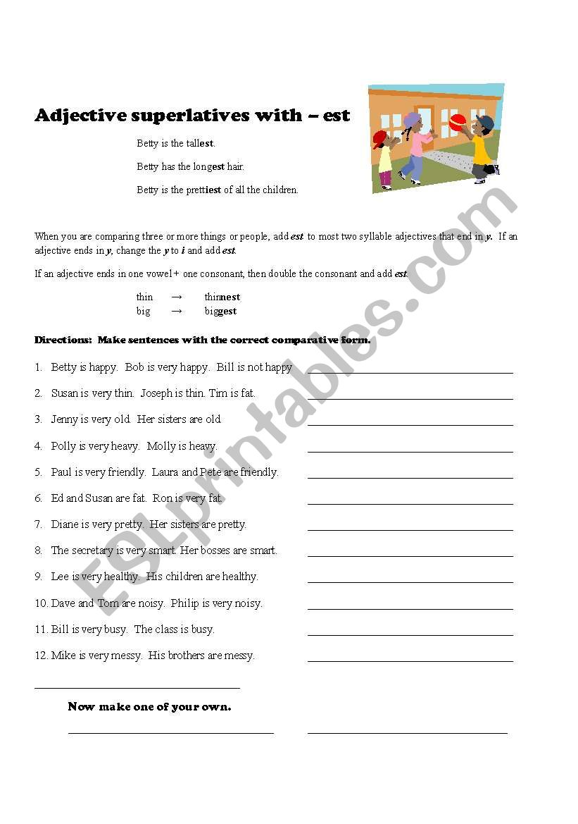 Adjectives - Superlatives worksheet