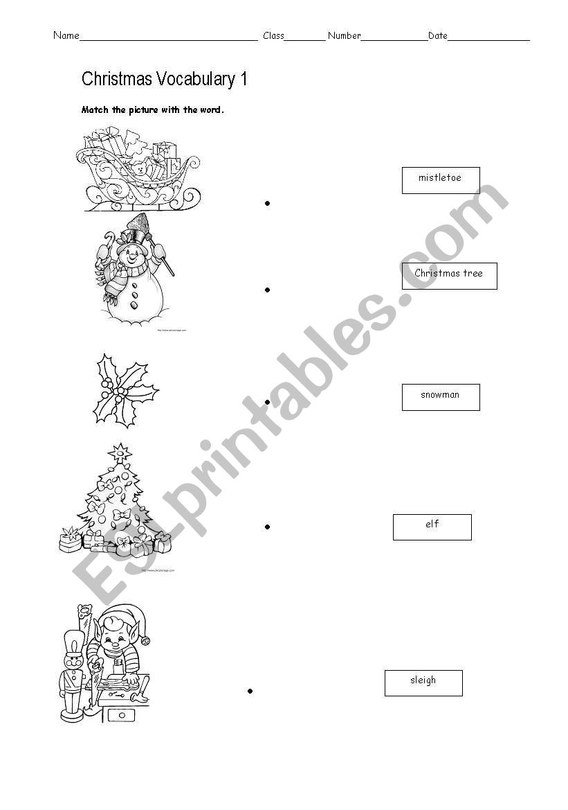 Christmas Vocabulary 1 worksheet