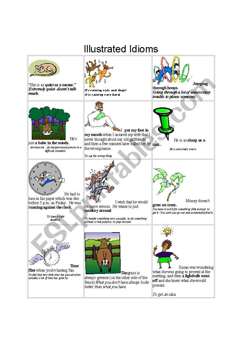 illastrated idioms worksheet