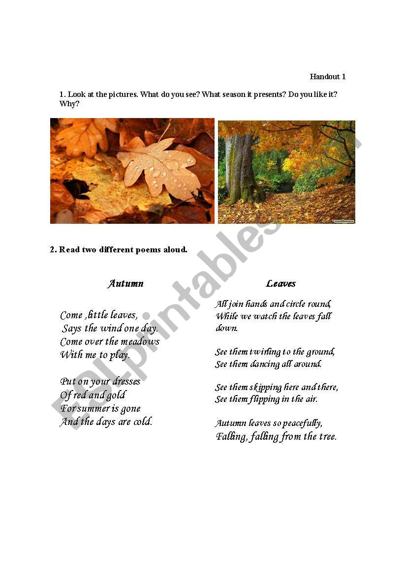 autumn worksheet