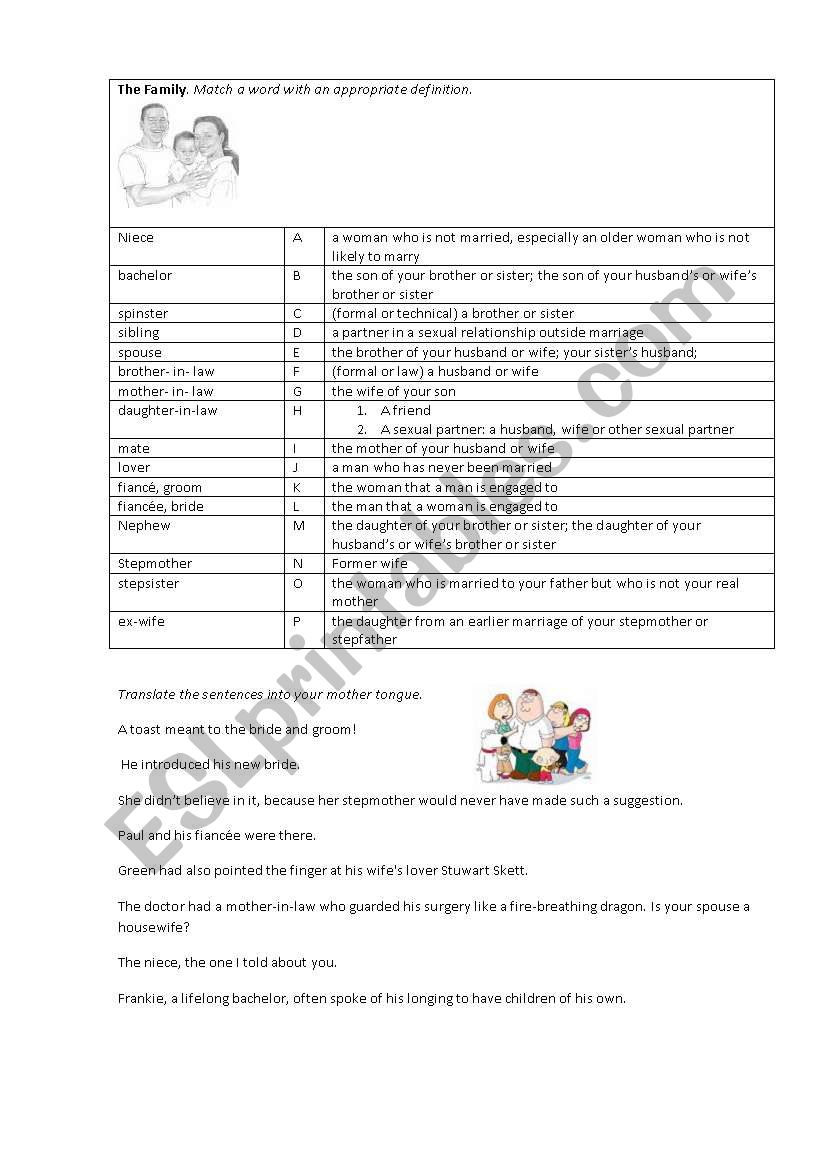 Family worksheet