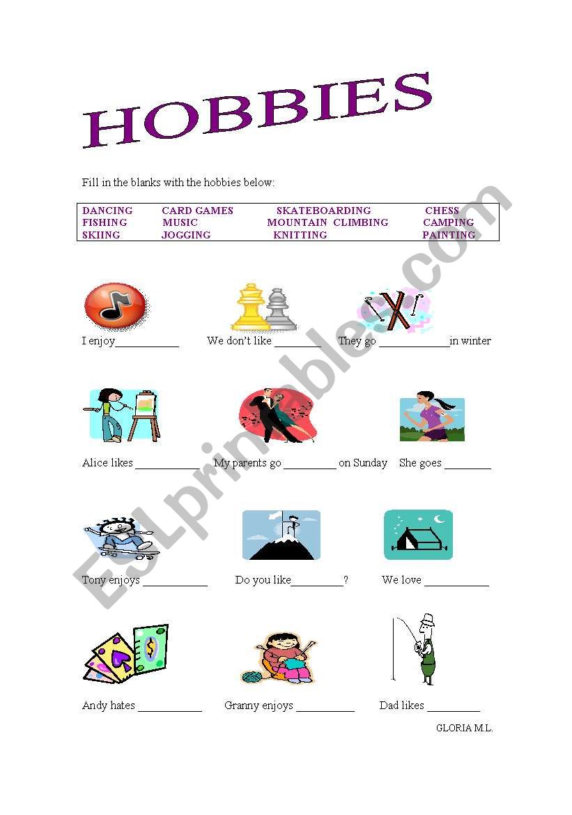 Hobbies worksheet