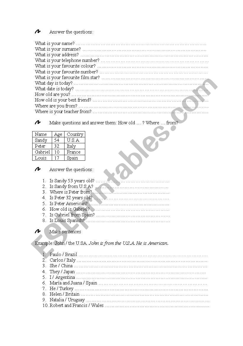 ACTIVITIES FOR BEGINNERS worksheet