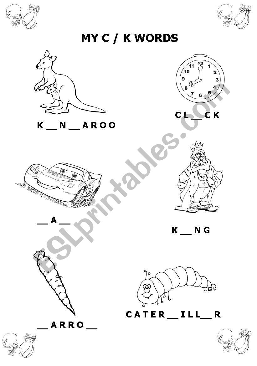 MY C and K WORDS - ESL worksheet by carolica22