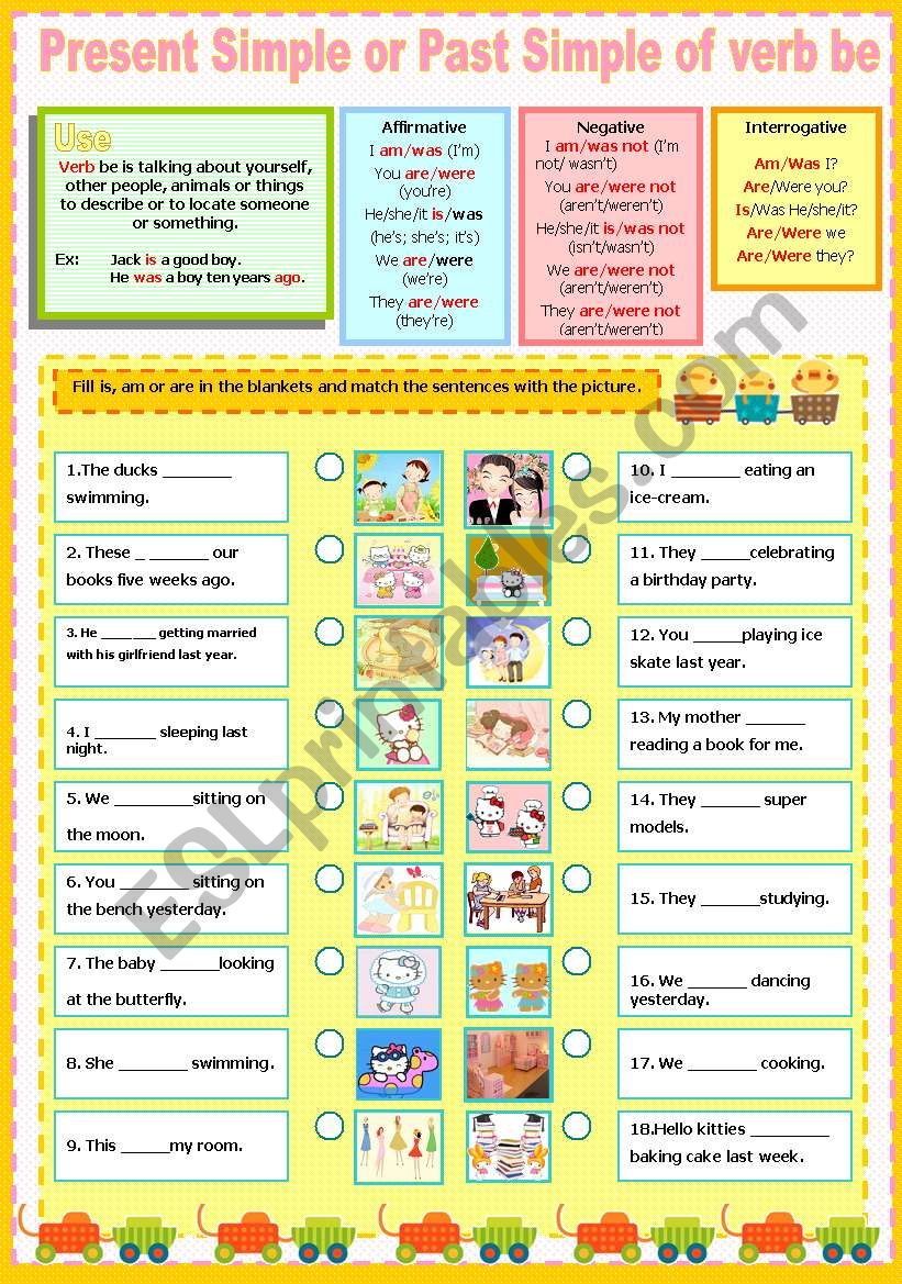 present or past simple of verb be(editable) reuplode