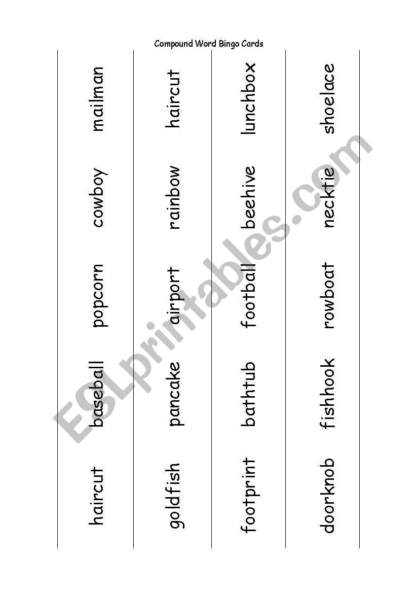 Bingo Compound worksheet