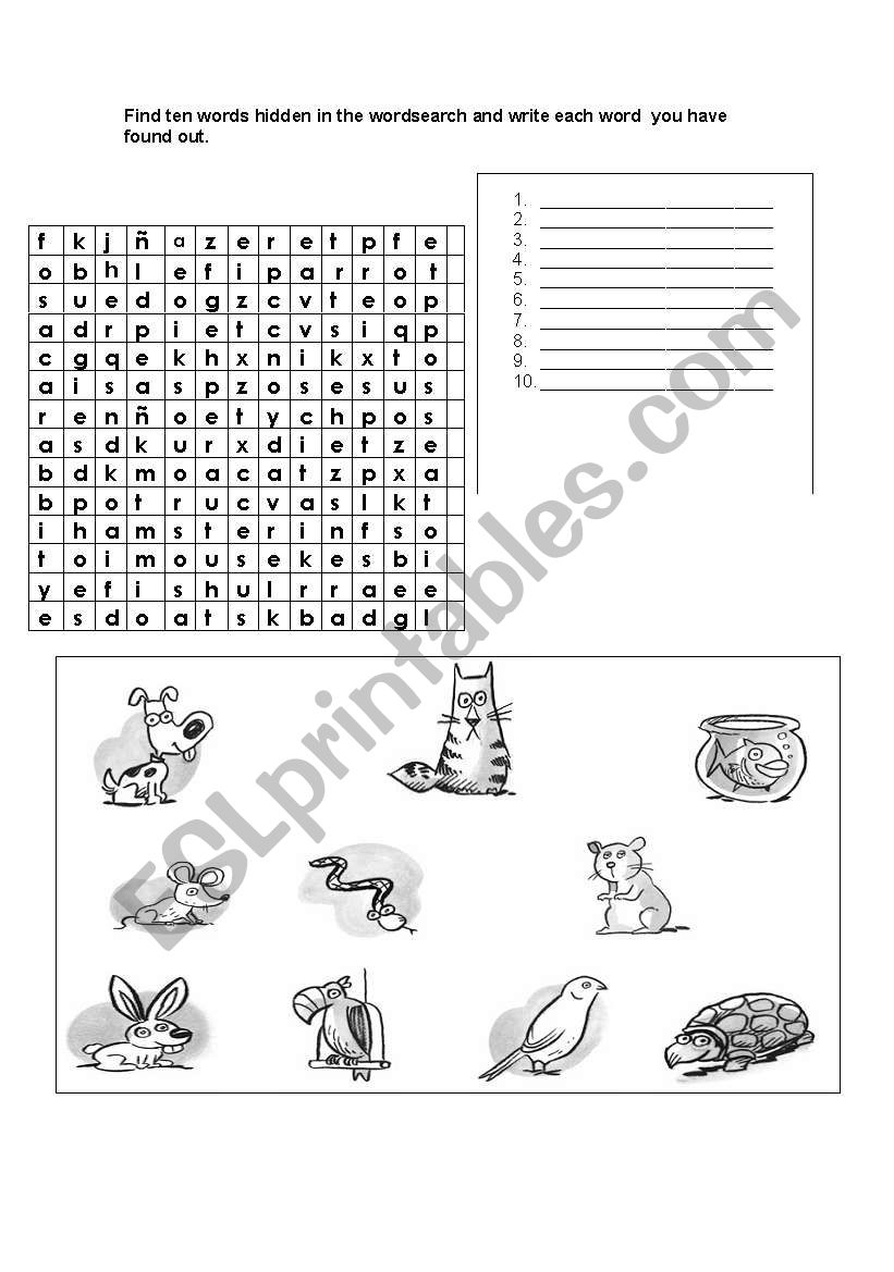 pets puzzle worksheet