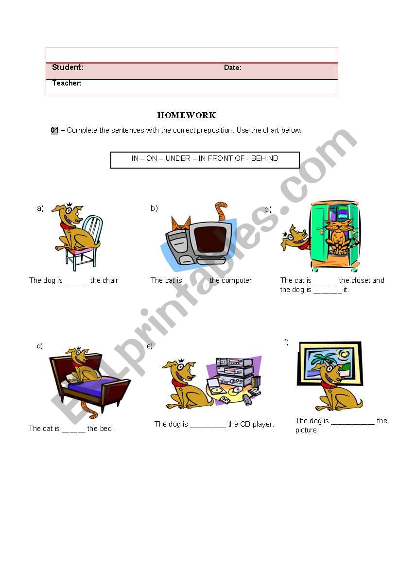 The preposition activity worksheet