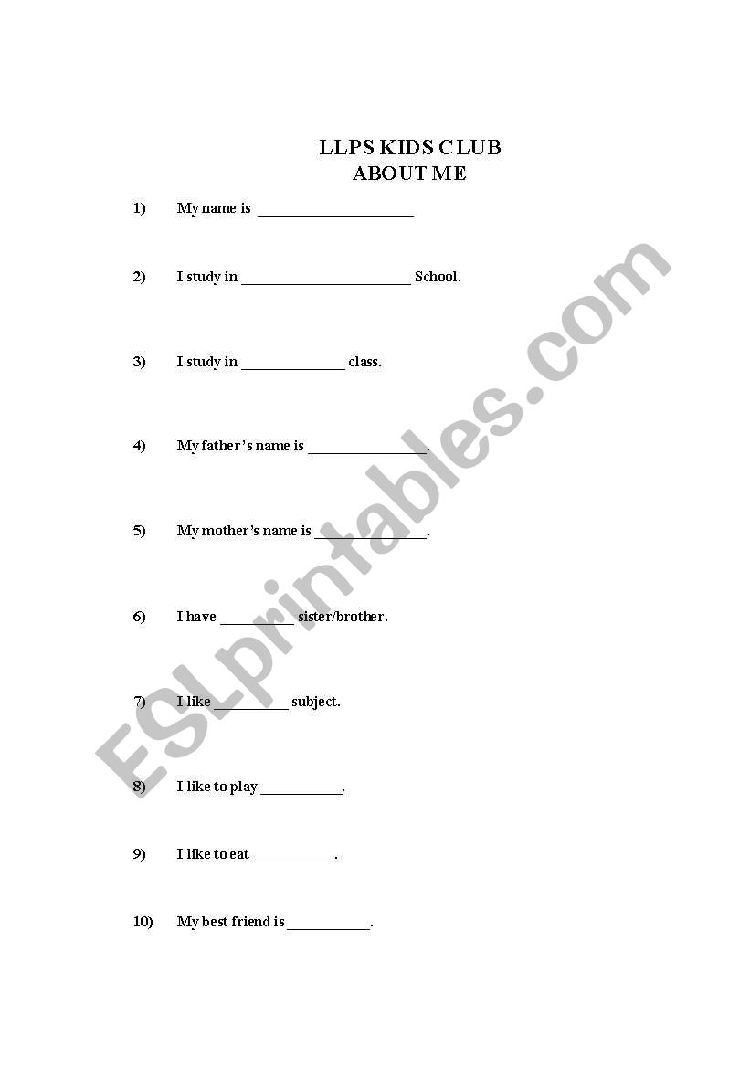 introduction worksheet