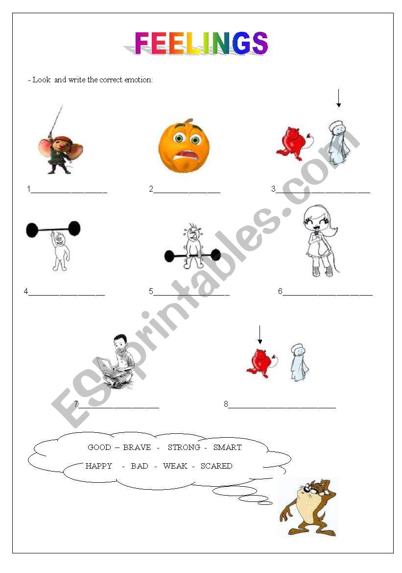 FEELINGS AND EMOTIONS worksheet