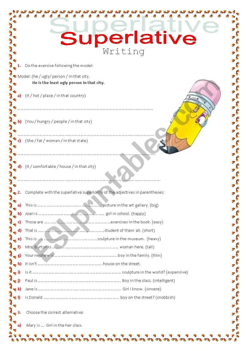 Superlative  worksheet