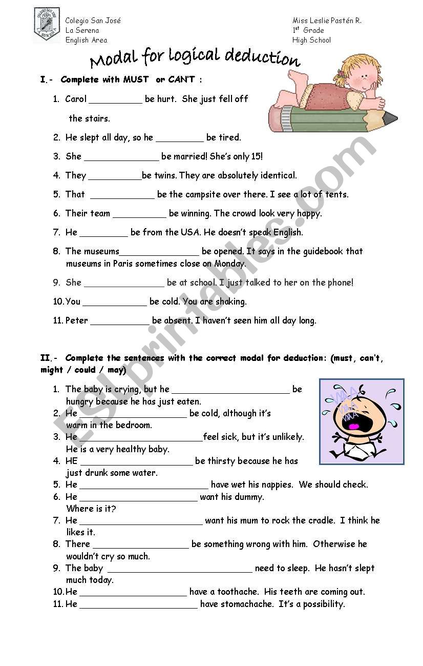 Modal For Logical Deduction ESL Worksheet By Leslie