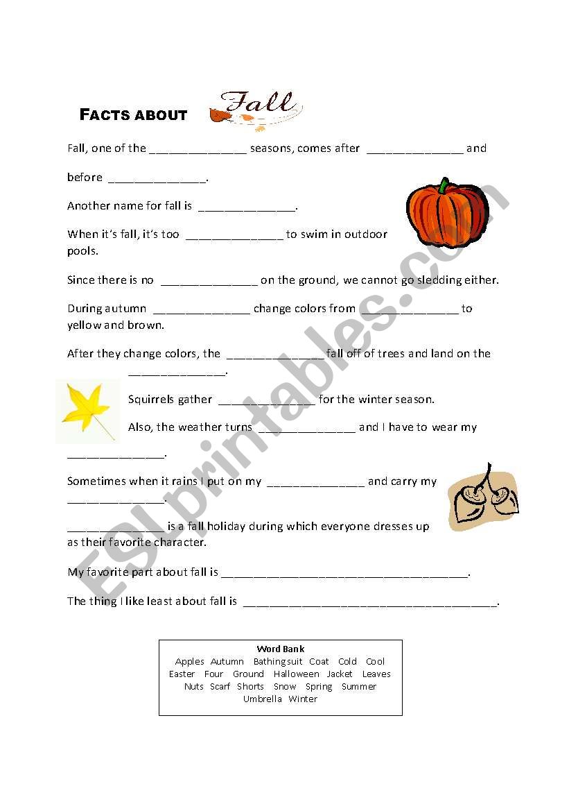 Facts about Fall worksheet