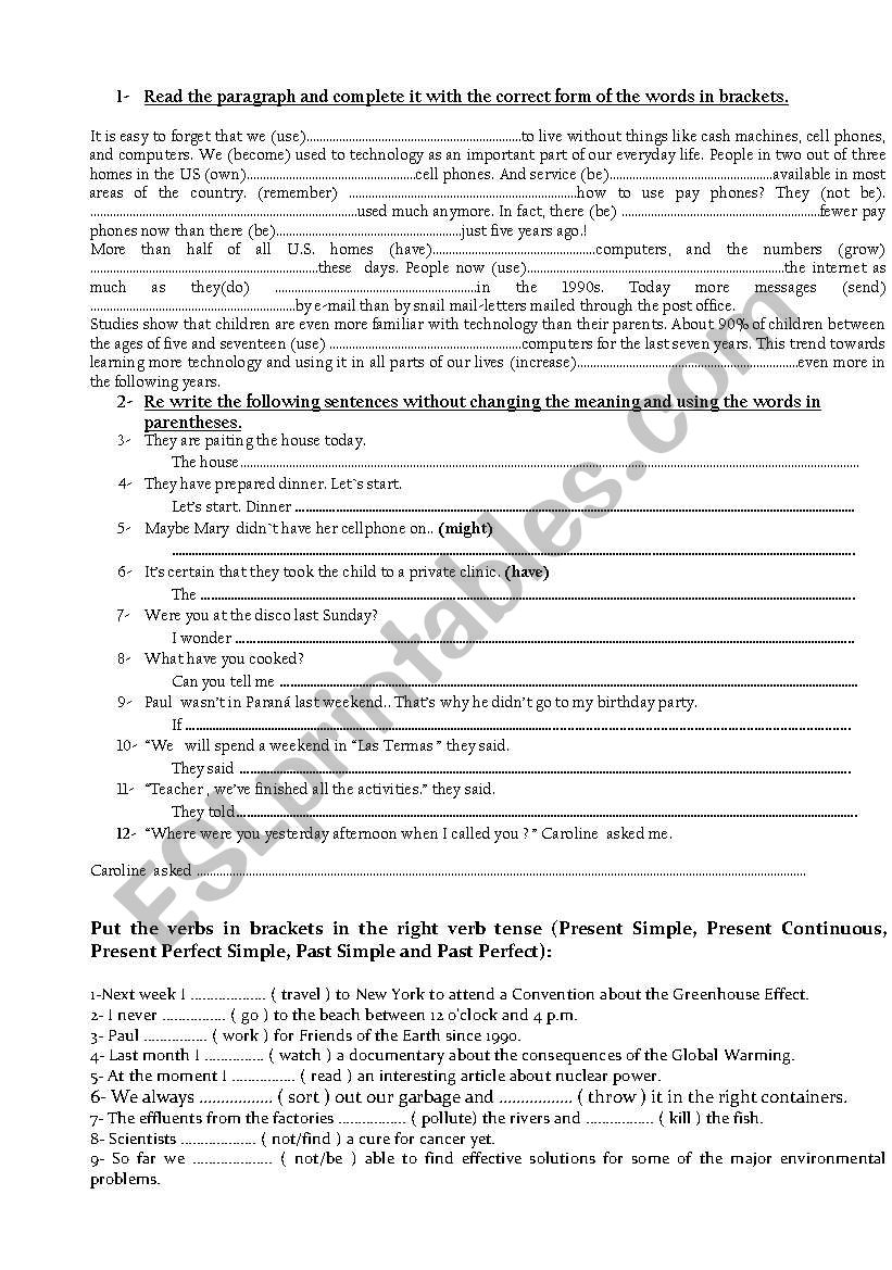 Upper intermediate  worksheet