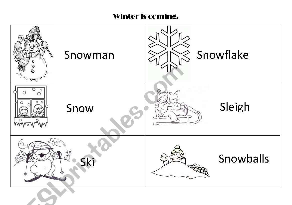 Winter is coming worksheet