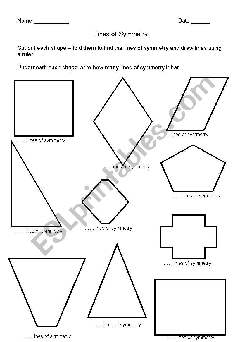 English worksheets: Lines of symmetry Inside Line Of Symmetry Worksheet