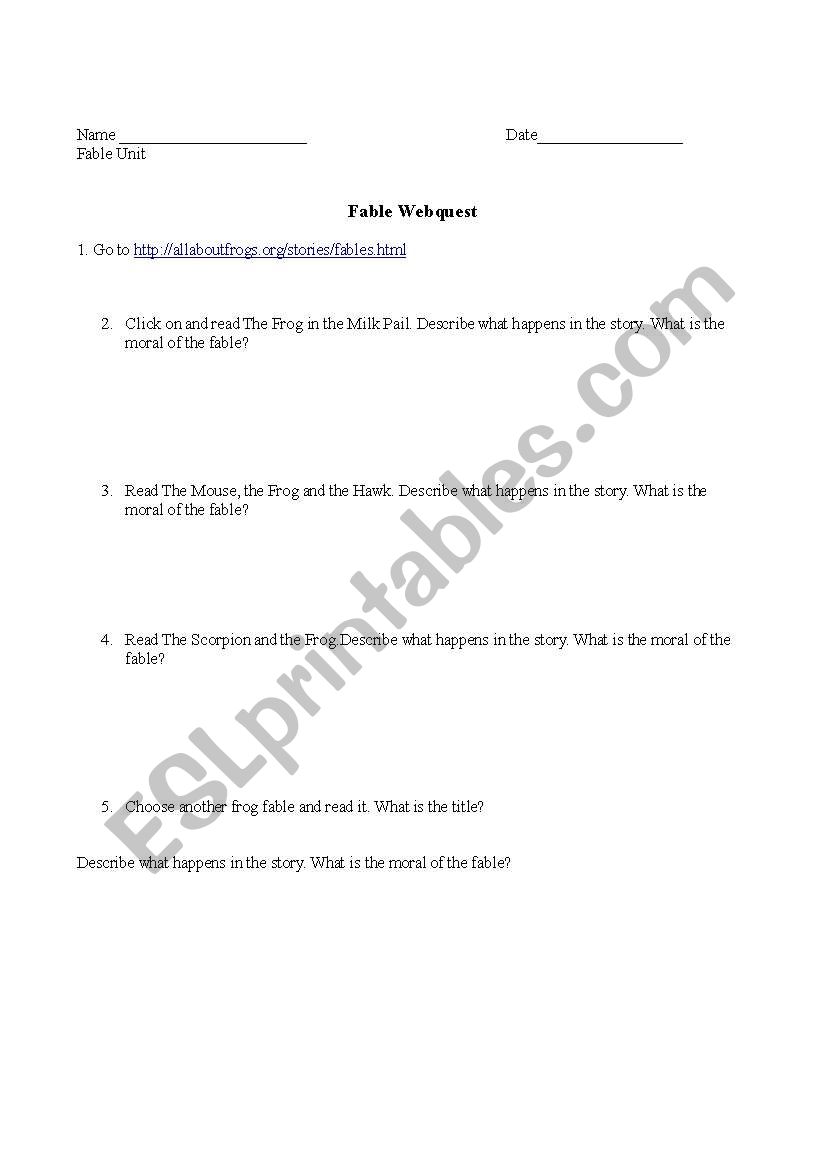 able Webquest worksheet