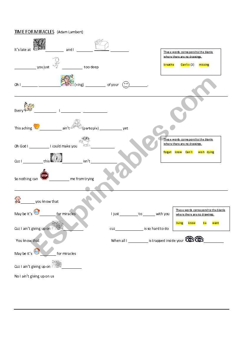 Time for miracles worksheet