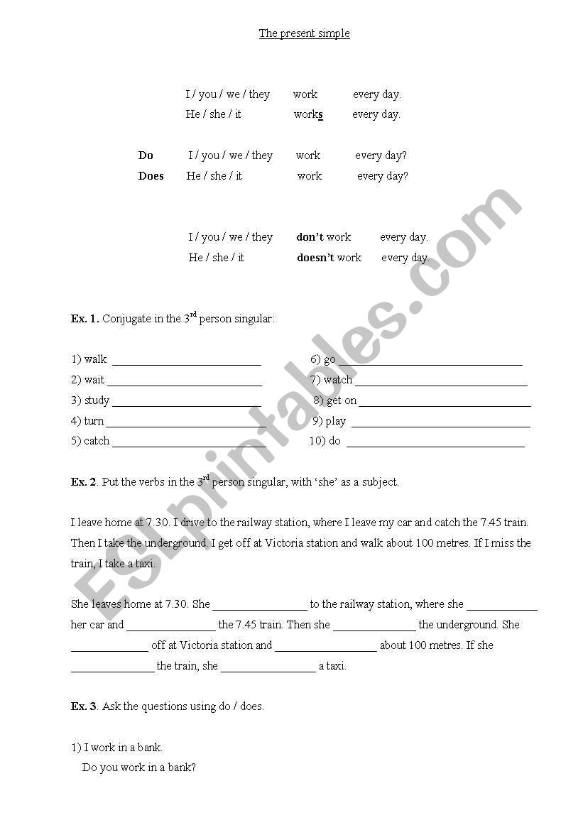 the present simple worksheet