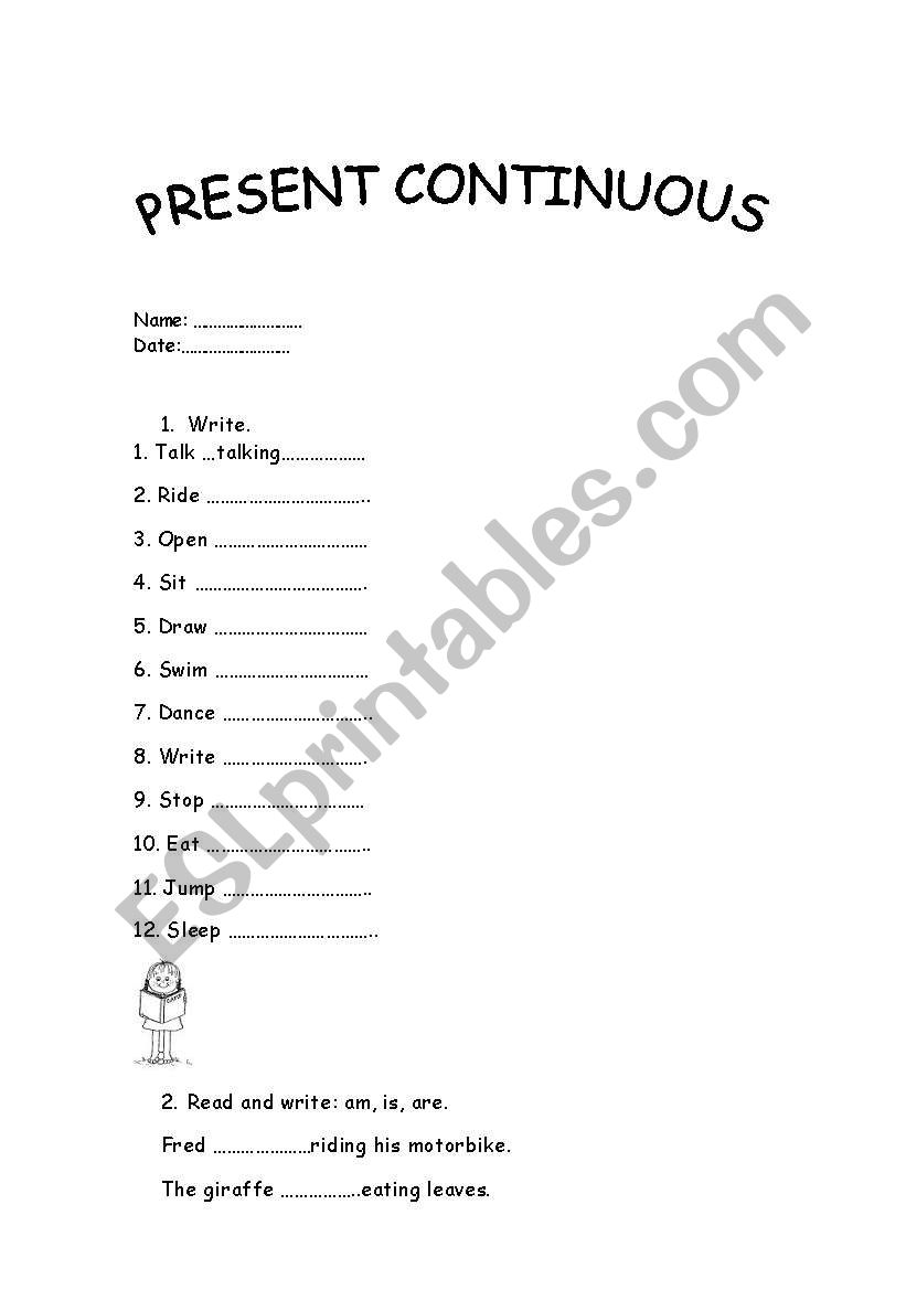 present continous worksheet