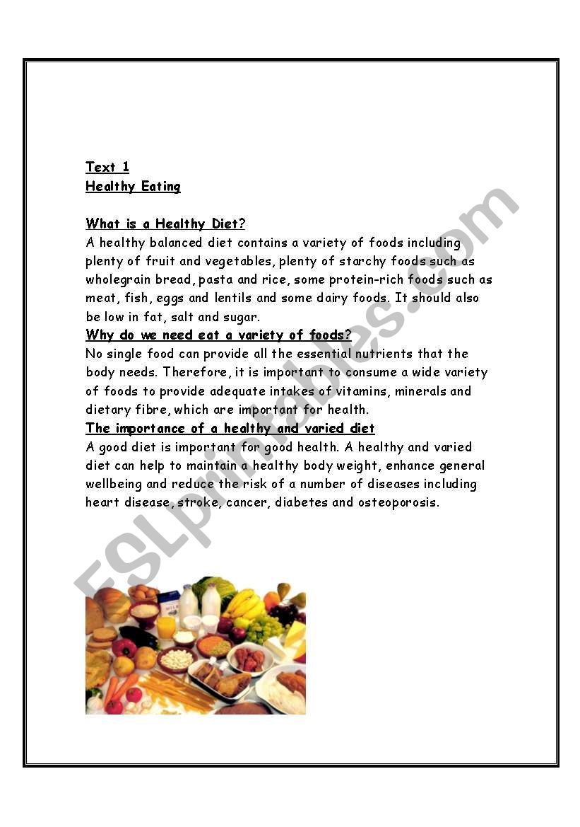 healthy me worksheet