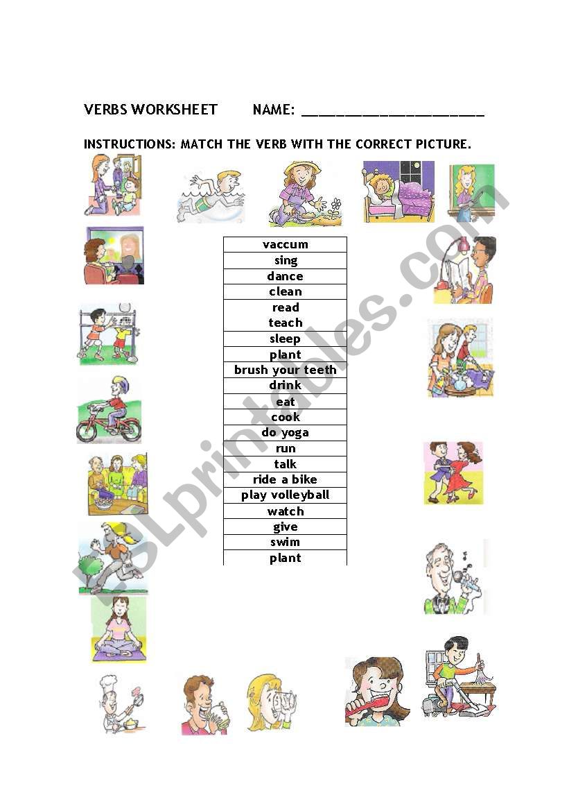 verbs with pictures worksheet