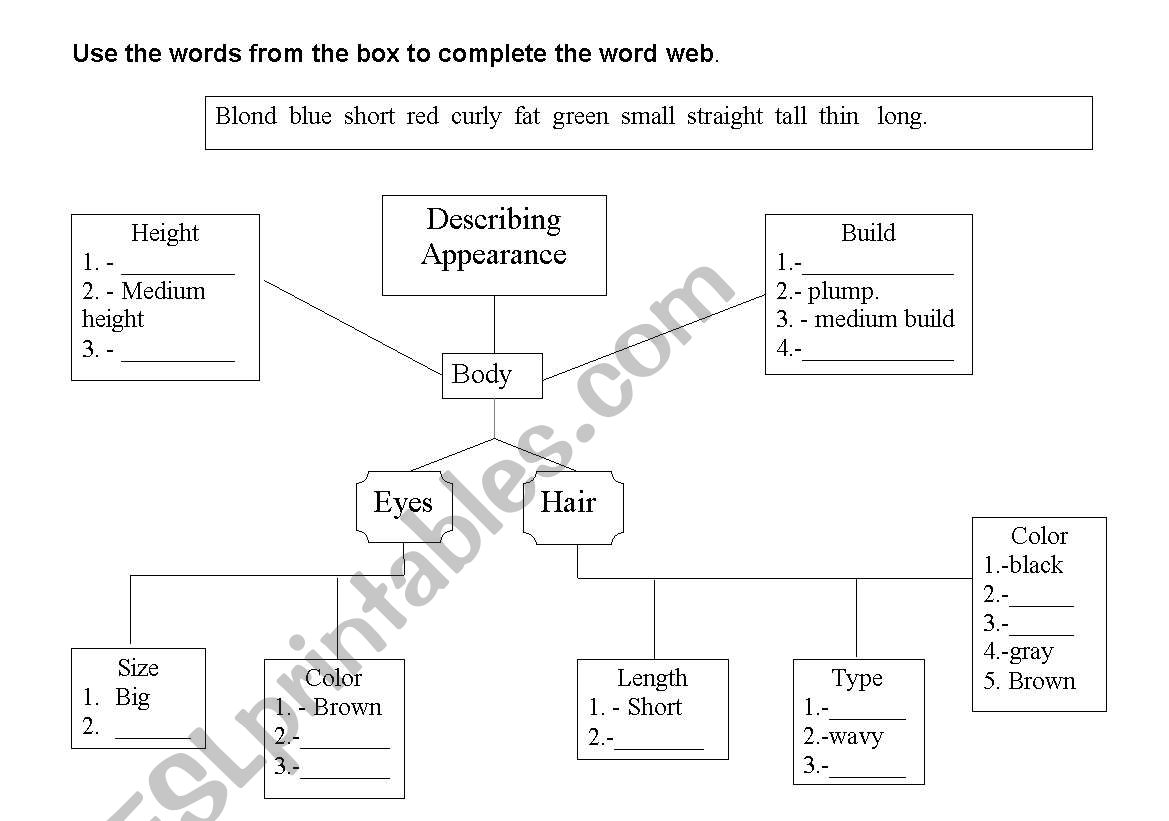 Describing Appearance worksheet