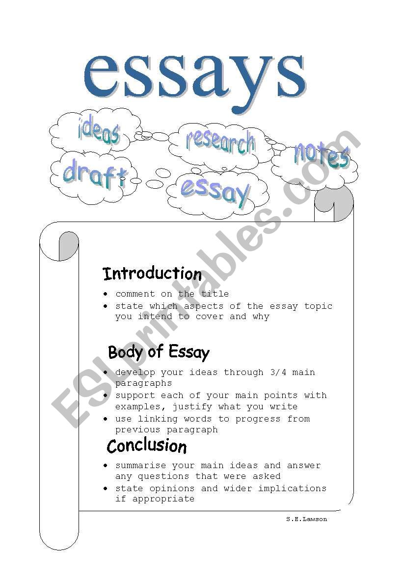 Essay Notes worksheet