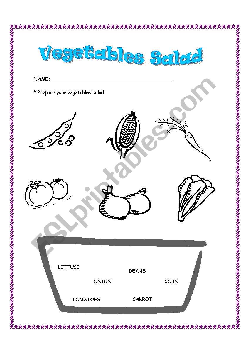 Vegetables salad worksheet