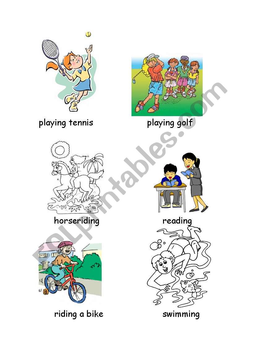 Hobbies flashcards worksheet