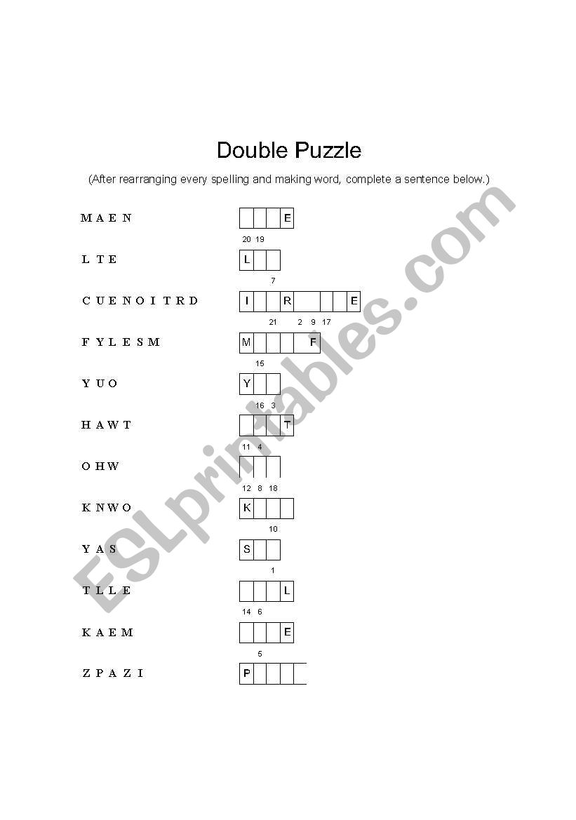 Double Puzzle worksheet