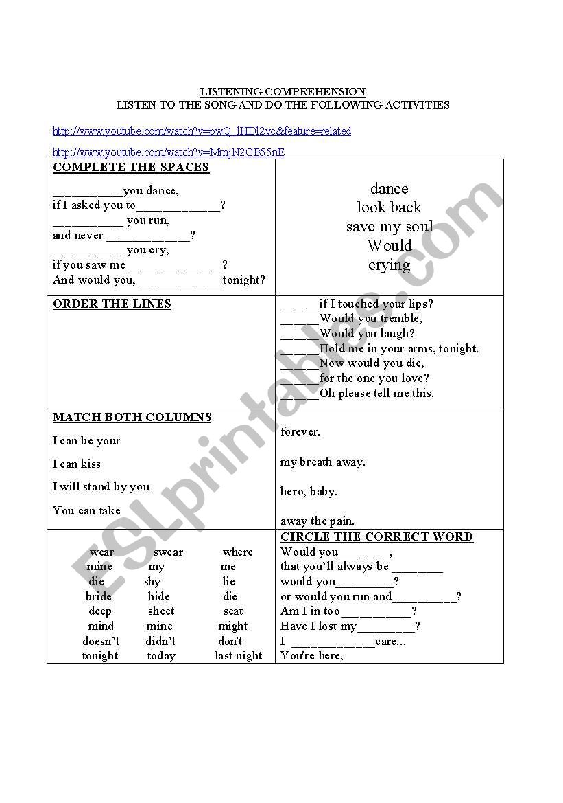 I CAN BE YOUR HERO worksheet
