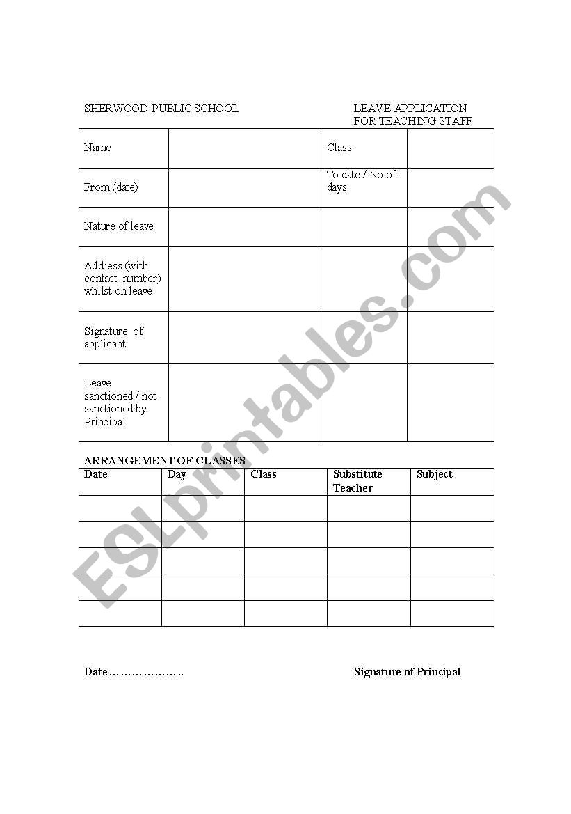 application worksheet