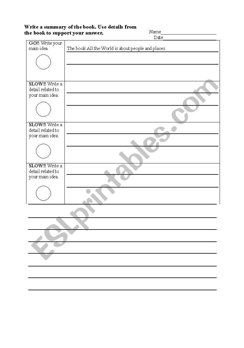 Paragraph Graphic Organizer worksheet