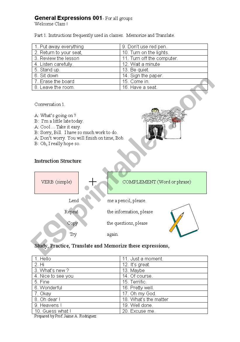 General Expressions and Class Instructions
