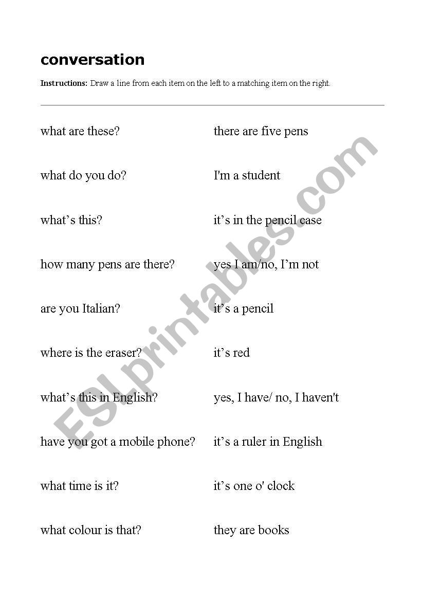 conversation  worksheet