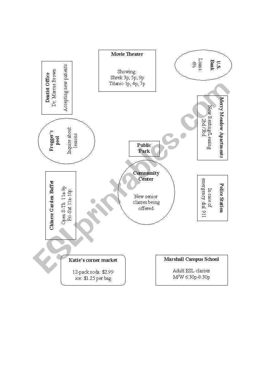 Around town worksheet