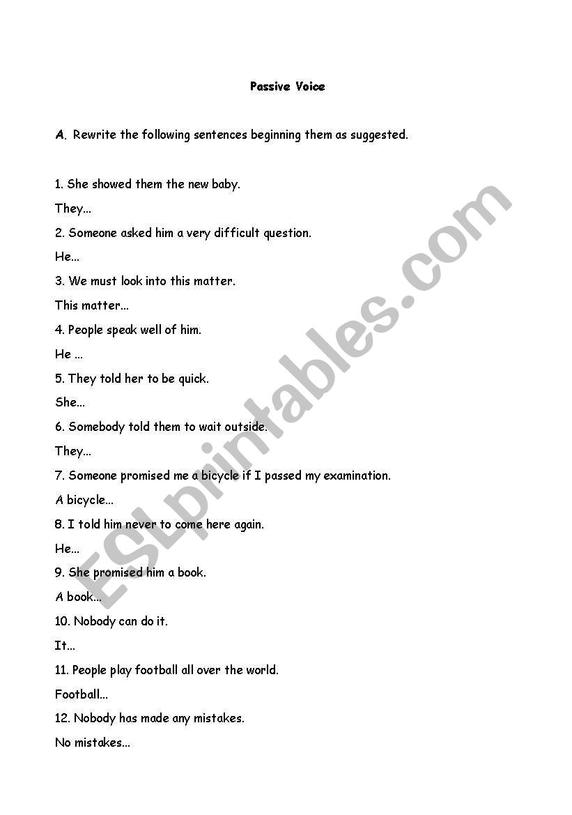 Passive Voice worksheet