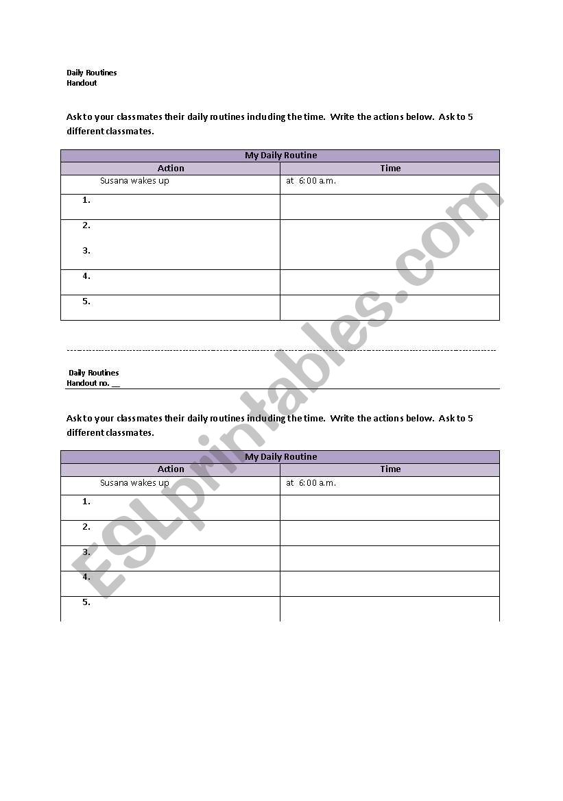 Daily Routines  worksheet