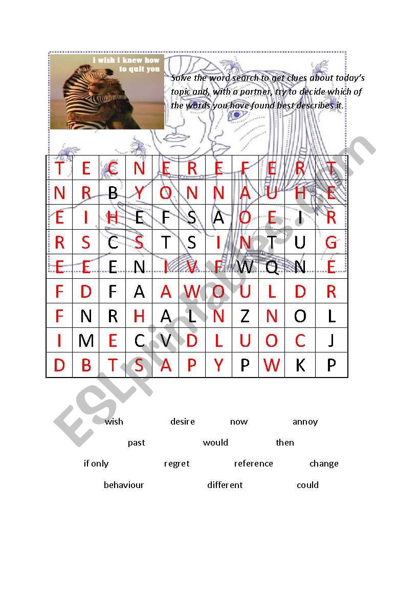 Wordsearch to introduce wishes at intermediate level