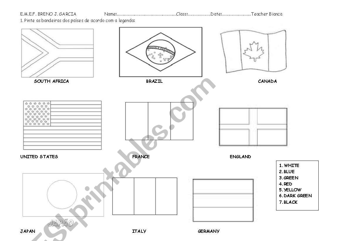 Flags worksheet