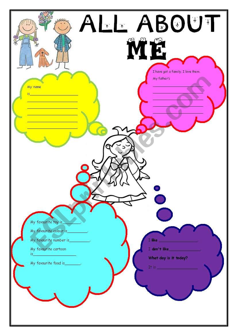 all about me for girls worksheet
