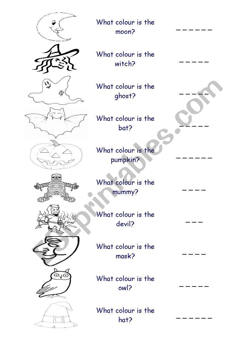 Halloween  colors worksheet