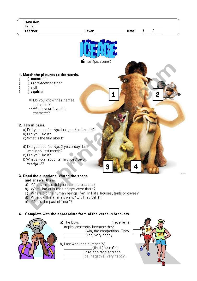 Iceage worksheet